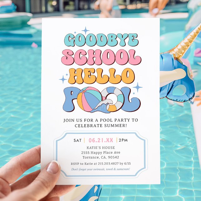 Convite Summer Goodbye School Hello Piscina Party (Criador carregado)