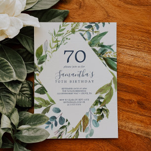 Convite Summer Greenery Diamond Wreath 70 Birthday