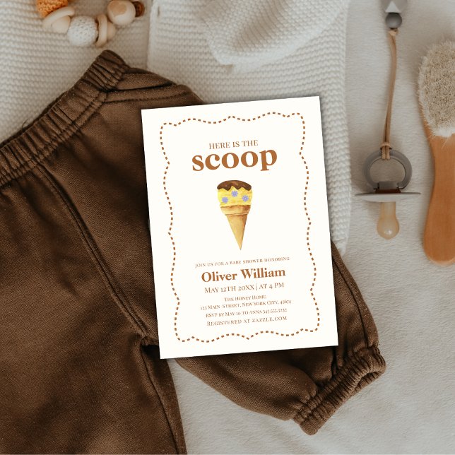 Convite Summer Here's The Scoop Sorvete Chá de fraldas (Summer Here's The Scoop Ice Cream Baby Shower Invitation)