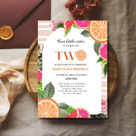 Convite Summer Little Cutie Orange Citrus segundo aniversá