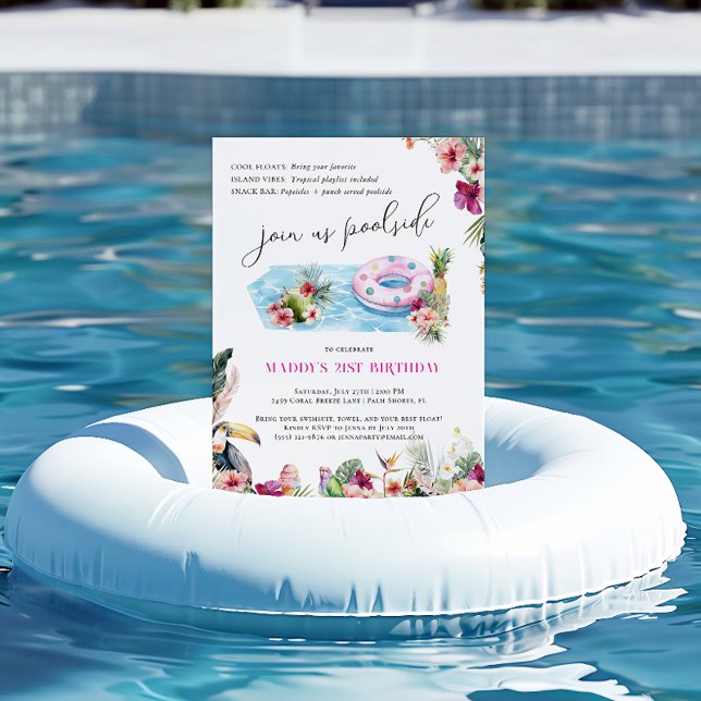 Convite Summer Luau | Aniversário do Partido da Piscina Tr (Criador carregado)
