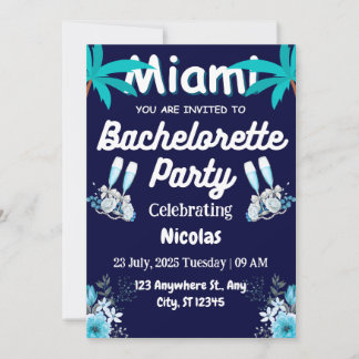 Convite Summer Miami Weekend Beach Bachelorette Party