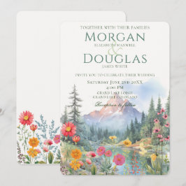 Convite Summer Mountains and Stream Wedding Invitation