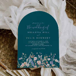 Convite Summer Multicolor Wildflower Verde O Casamento De