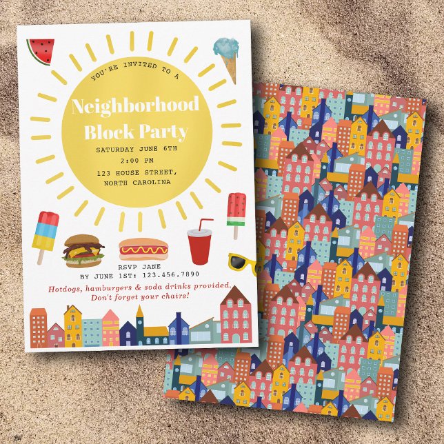 Convite Summer Neighborhood Block Party (Summer Neighborhood Block Party Invitation)