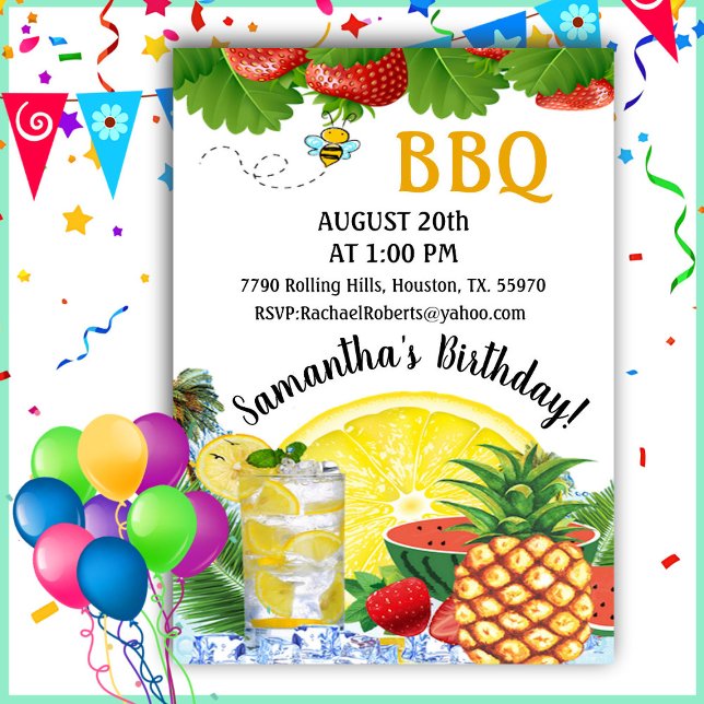Convite Summer Pineapple Barbecue Birthday (Criador carregado)