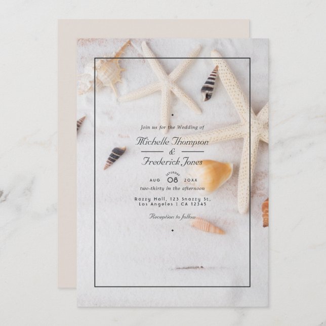 Convite Summer QR Code RSVP Beach Wedding (Frente/Verso)