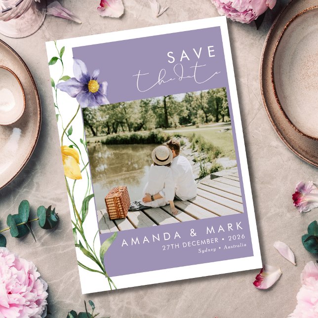 Convite Summer Romantic Floral Meadow Na moda Wedding (Criador carregado)