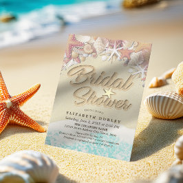 Convite Summer Sandy Beach Chá de panela Starfish
