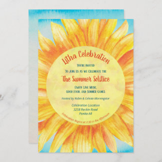 Convite Summer Solstice Sunflower Sun Wiccan Litha Party