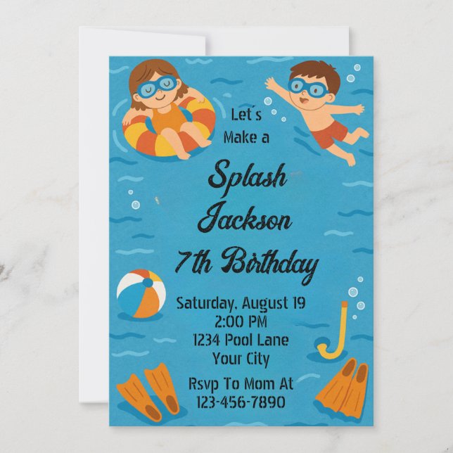 Convite Summer Splash Birthday (Frente)