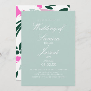 Convite Summer Spring Tropical Monstera Leaf Wedding