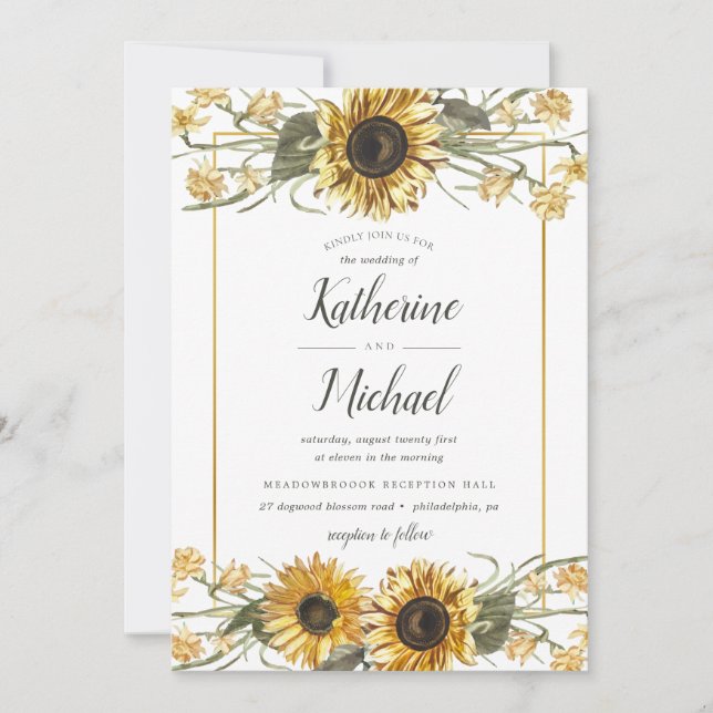 Convite Summer Sunflower Wedding (Frente)