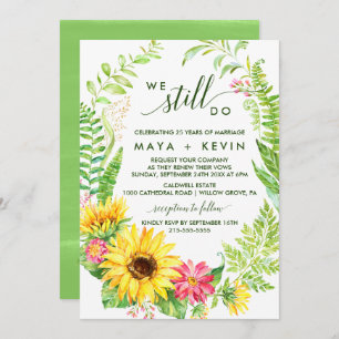 Convite Summer Sunflower Wreath Vow Renewer