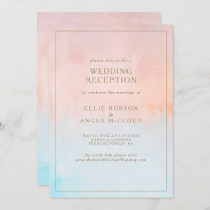 Convite Summer Sunset Watercolor Recepção de casamento