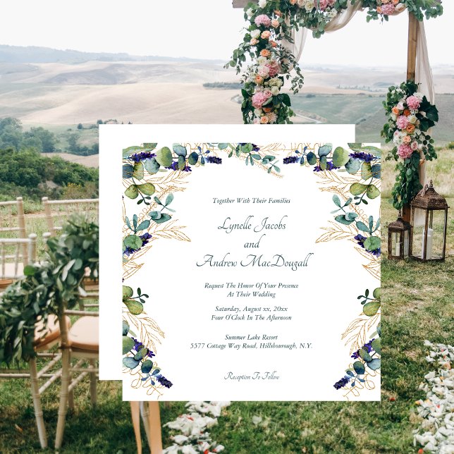 Convite Summer Watercolor Eucalyptus Floral (Summer Watercolor Eucalyptus Floral Invitation Wedding)