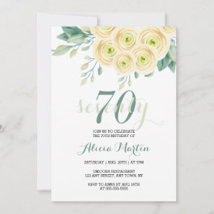 Convite Summer White Rose Flora Greenere 70 Birthday