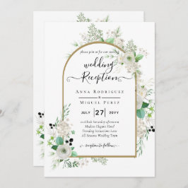 Convite Summer White Roses Emerald Sage Greenerding WEDDIN