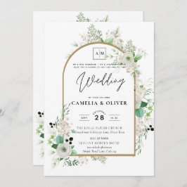 Convite Summer White Roses Emerald Sage Greenerding WEDDIN