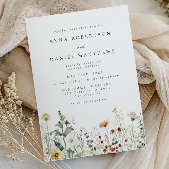 Convite Summer Wildflower Field Wedding Invitation (Criador carregado)