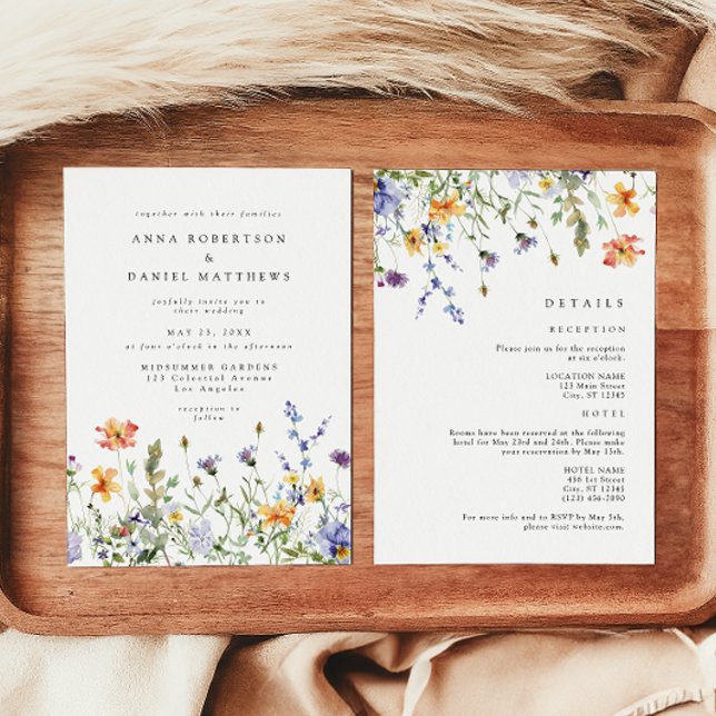 Convite Summer Wildflower Garden All-in-One Wedding (Criador carregado)