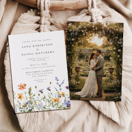 Convite Summer Wildflower Garden Photo Wedding Invitation