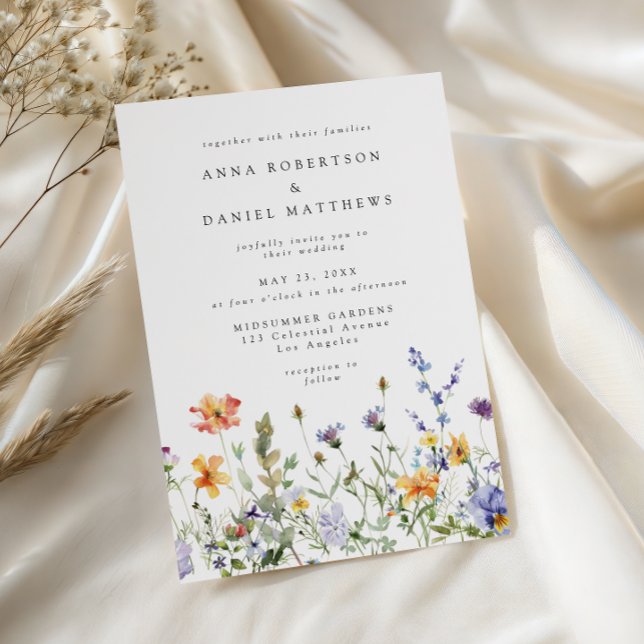 Convite Summer Wildflower Garden Wedding Invitation (Criador carregado)