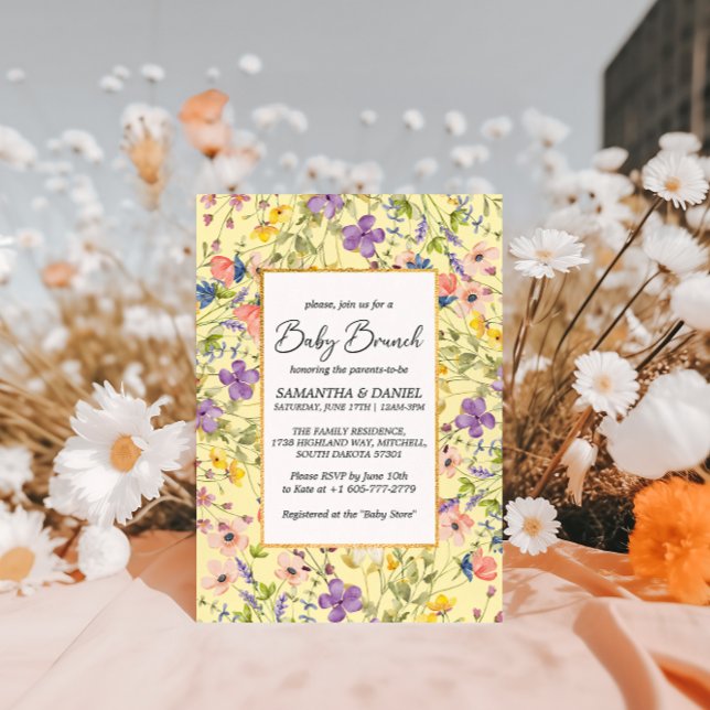 Convite Summer Wildflower Meadow Baby Brunch (Summer Wildflower Meadow Baby Brunch Invitation)