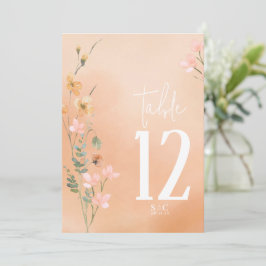 Convite Summer Wildflower Table Number V2 Apricot ID1023