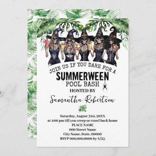 Convite Summerbetween Party Witls Girls Piscina Bash (Frente/Verso)