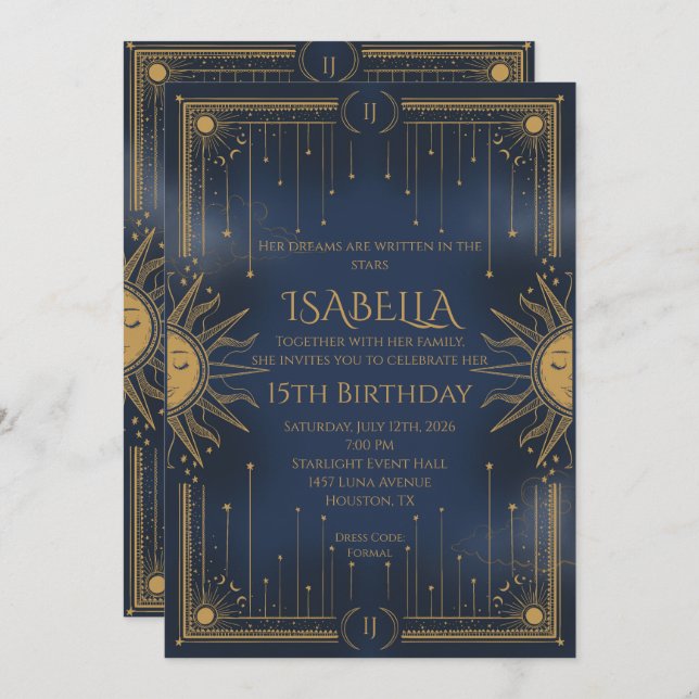 Convite sun and stars (Frente/Verso)