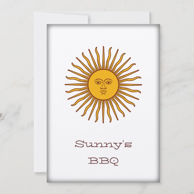 Convite Sun dourado do partido do CHURRASCO de maio (Frente)