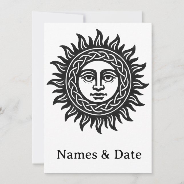 Convite Sun & Moon Mythic Invitation – Pagan, Celestial. (Frente)
