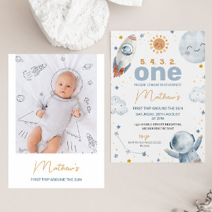 Convite Sun Primeira Viagem em torno do primeiro aniversar
