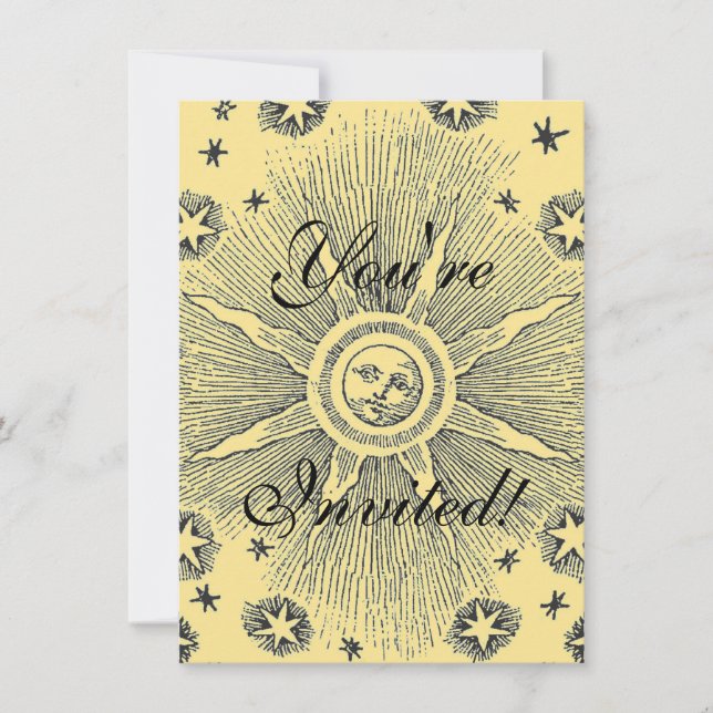 Convite Sun Stars Antiguamente Night Sky Medieval Zodieval (Frente)