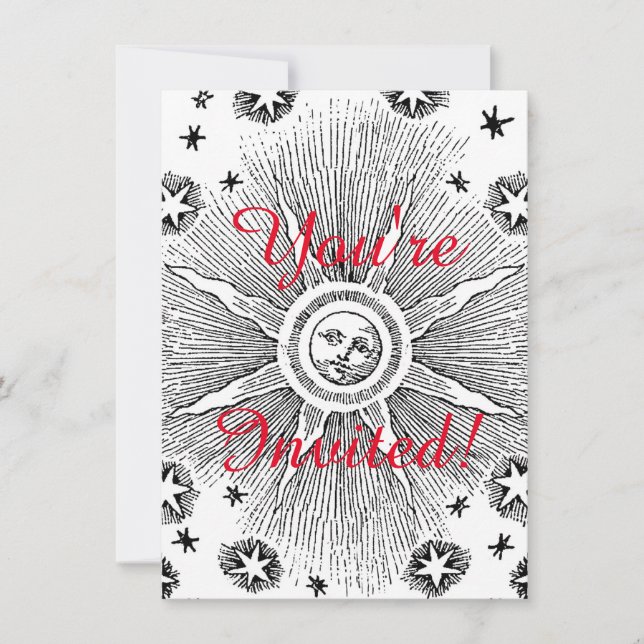 Convite Sun Stars Antiguamente Night Sky Medieval Zodieval (Frente)