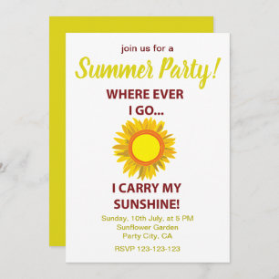 Convite Sun Sunflower Sunshine Summer Party