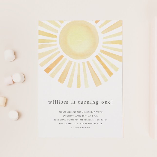 Convite Sun Sunshine Boho Primeira Festa de aniversário (Criador carregado)