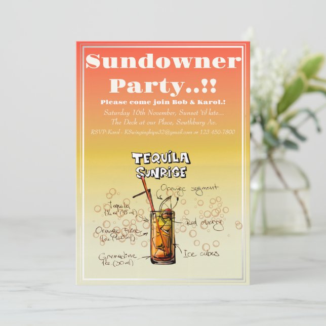 Convite Sundowner Tequila Cocktail (Em pé/Frente)