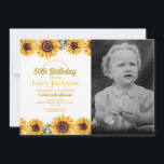 Convite Sunflower Birthday 50th Foto Floral Mulheres<br><div class="desc">Foto de Sunflower Birthday 50th - em qualquer idade - Mude o texto para se adequar ao seu partido.</div>