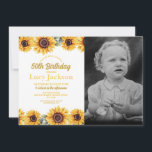 Convite Sunflower Birthday 50th Foto Floral Mulheres<br><div class="desc">Foto de Sunflower Birthday 50th - em qualquer idade - Mude o texto para se adequar ao seu partido.</div>