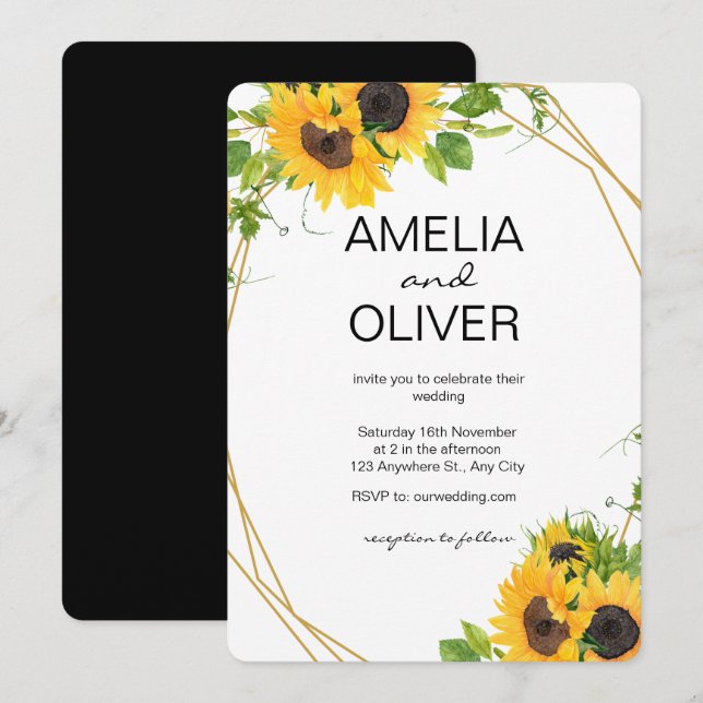 Convite Sunflower Bohemian Floral Weditation (Frente/Verso)