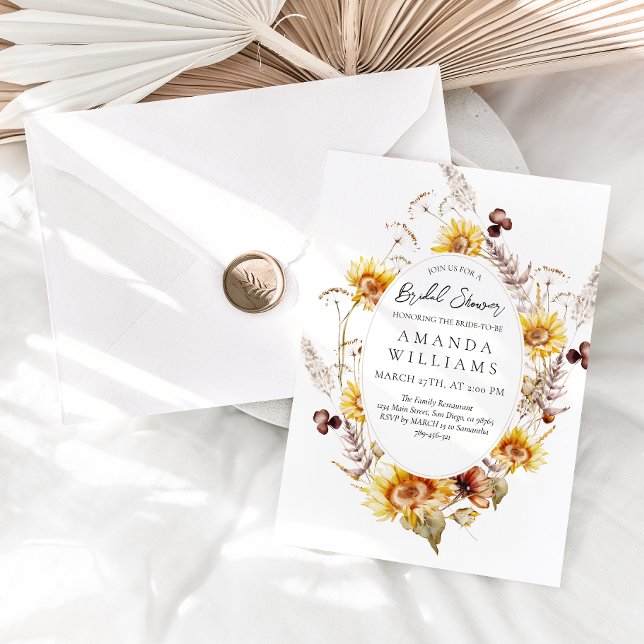 Convite Sunflower Boho Wildflower Modern Chá de panela Inv (Criador carregado)