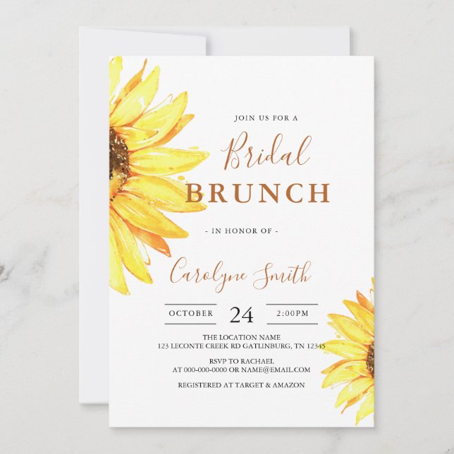 Convite Sunflower Bridal Brunch (Frente)