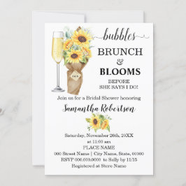 Convite Sunflower Bubbles Brunch & Blooms Chá de panela