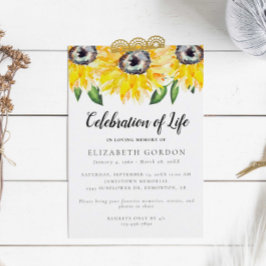 Convite Sunflower Celebration of Life Funeral Memorial Inv