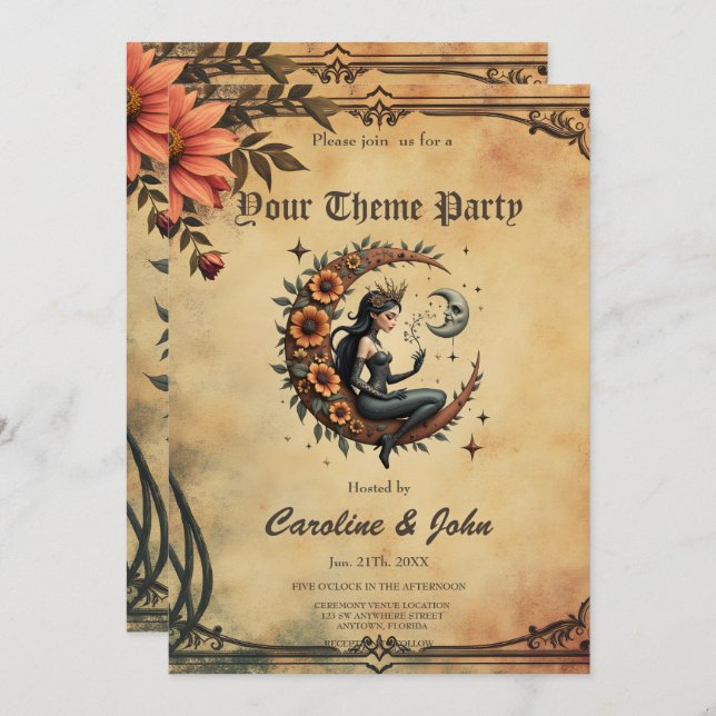 Convite Sunflower Crescent Queen  (Frente/Verso)