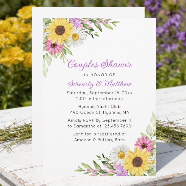 Convite Sunflower Daisy Floral Boho Garden Couples Shower (Criador carregado)