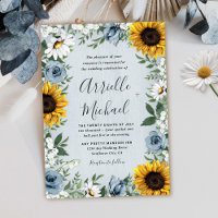 Sunflower Dusty Blue Country Rosa Rustic Casamento