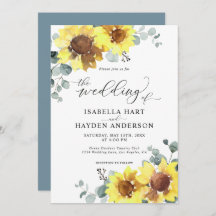 Sunflower Dusty Blue Floral Eucalyptus Weding